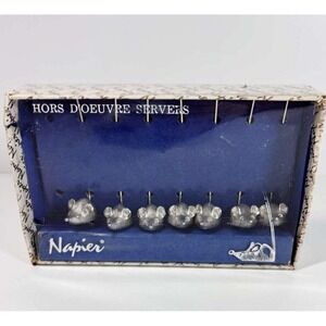 Vintage Set 7 Napier Cheese Server Mice Hors D'oeuvres In Box Weighted